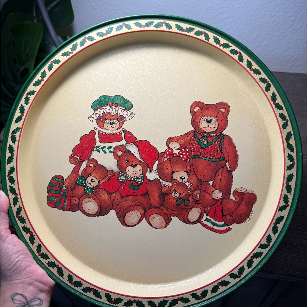 Vintage Christmas Teddy Bear Serving Tray